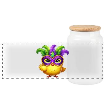 Mardi Gras Poulet Poussin Masque Carnaval Carnaval - Boîte à biscuits avec couvercle en bois - blanc - Devant