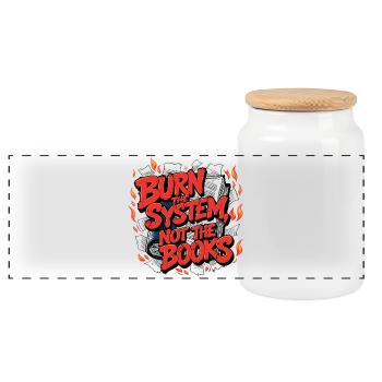 Burn the system - Panoramic Cookie Jar with Wooden Lid - white - Front
