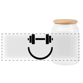 Smile Gains - Panoramic Cookie Jar with Wooden Lid - white - Front