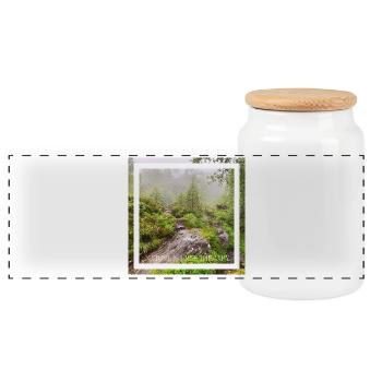 Nature is free therapy. Nature is free.. - Panoramic Cookie Jar with Wooden Lid - white - Front