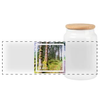 Forest = For rest. Wald = ausruhen, zur Ruhe komme - Panorama Keksdose mit Holzdeckel - Weiß - Vorne