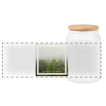 Nature is my inspiration. Nature is mine - Panoramic Cookie Jar with Wooden Lid - white - Front