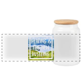 Healing is the new hustling. Heilung ist die ... - Panorama Keksdose mit Holzdeckel - Weiß - Vorne