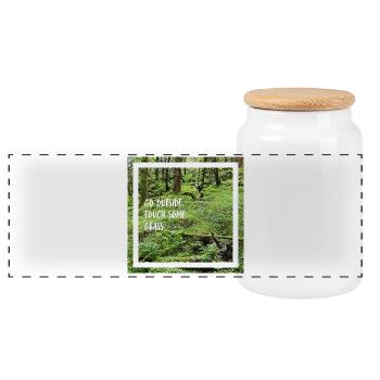 Go outside, touch some grass. Go outside... - Panoramic Cookie Jar with Wooden Lid - white - Front