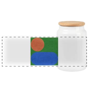 Cercle orange et rectangle bleu - Boîte à biscuits avec couvercle en bois - blanc - Devant