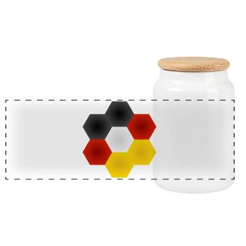 Couleur en nid d’abeille, joue le drapeau allemand. - Boîte à biscuits avec couvercle en bois - blanc - Devant