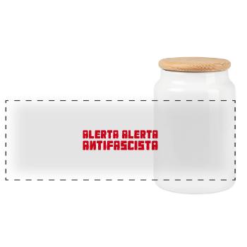 Alerta red - Panoramic Cookie Jar with Wooden Lid - white - Front