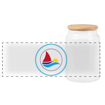 Segelboot - Panorama Keksdose mit Holzdeckel - Weiß - Vorne