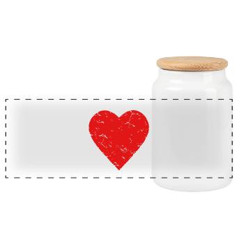 red heart - love - used look - LGBTQ - Panoramic Cookie Jar with Wooden Lid - white - Front