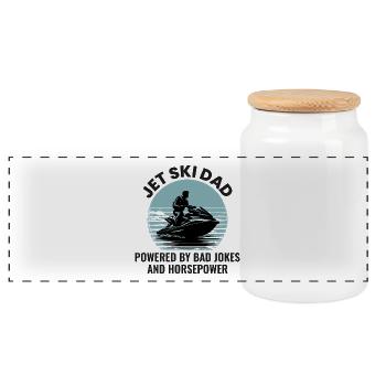 Jet Ski Dad – Propulsé par les mauvaises blagues et la puissance - Boîte à biscuits avec couvercle en bois - blanc - Devant