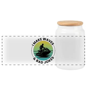 Je fais des vagues et des mauvaises blagues Jet Ski - Boîte à biscuits avec couvercle en bois - blanc - Devant