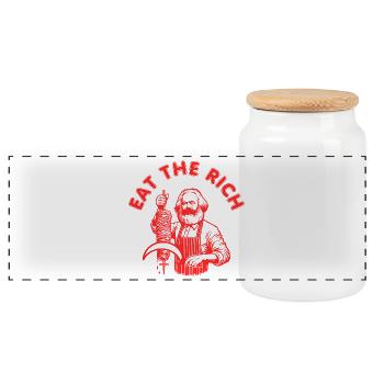 Eat the rich - Karl Marx Eat Döner Kebab Rich - Panorama Keksdose mit Holzdeckel - Weiß - Vorne