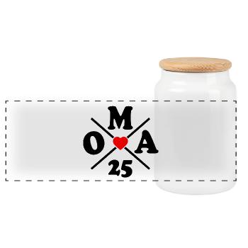 Oma 2025 - Panorama Keksdose mit Holzdeckel - Weiß - Vorne