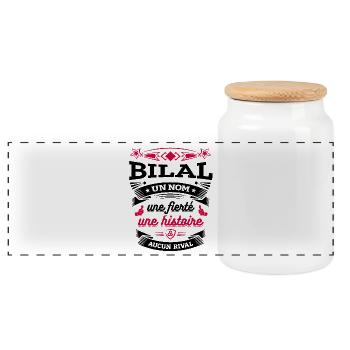 BILAL UN NOM UNE FIERTÉ AUCUN RIVAL - Boîte à biscuits avec couvercle en bois - blanc - Devant