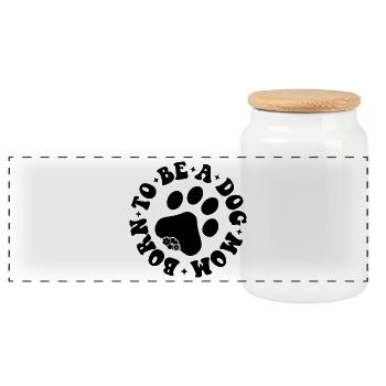 Né pour être un chien Maman Chien Chien Dicton Chien - Boîte à biscuits avec couvercle en bois - blanc - Devant