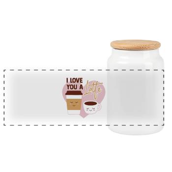 Valentine I Love You A Latte - Panorama Keksdose mit Holzdeckel - Weiß - Vorne