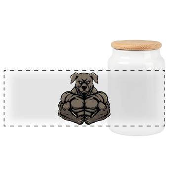 Kangal Hund Muskeln Bodybuilding - Panorama Keksdose mit Holzdeckel - Weiß - Vorne