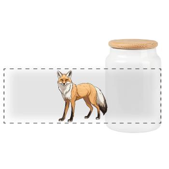 Fuchs Tier - Panorama Keksdose mit Holzdeckel - Weiß - Vorne