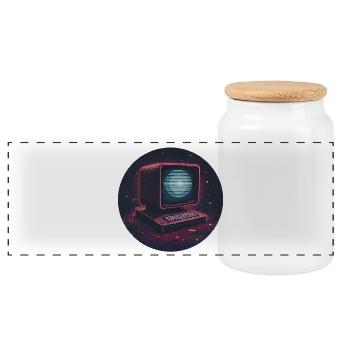 Pixel computer - Panoramic Cookie Jar with Wooden Lid - white - Front