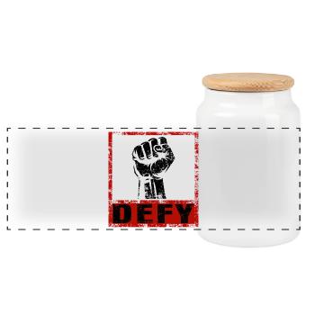 Strong & Clear – Statement Tee DEFY - Panoramic Cookie Jar with Wooden Lid - white - Front