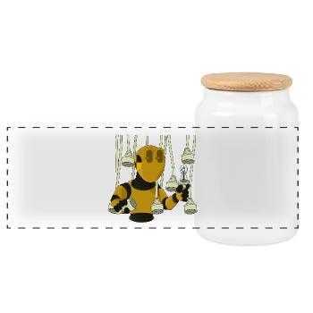 ILLUMINATING - Panoramic Cookie Jar with Wooden Lid - white - Front
