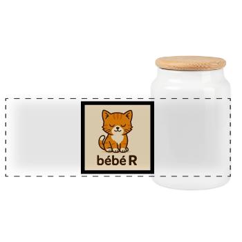 Baby R - Panoramic Cookie Jar with Wooden Lid - white - Front