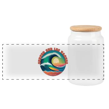 Surfer sur les vagues - Boîte à biscuits avec couvercle en bois - blanc - Devant