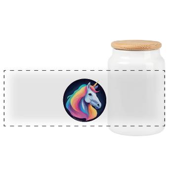 Licorne arc en ciel  - Boîte à biscuits avec couvercle en bois - blanc - Devant
