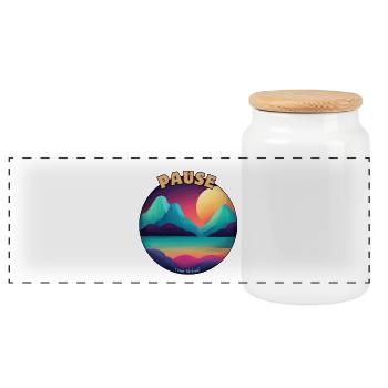 Serenity Break - Panoramic Cookie Jar with Wooden Lid - white - Front