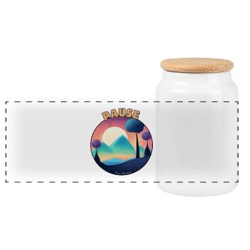 Natural Serenity Break - Panoramic Cookie Jar with Wooden Lid - white - Front