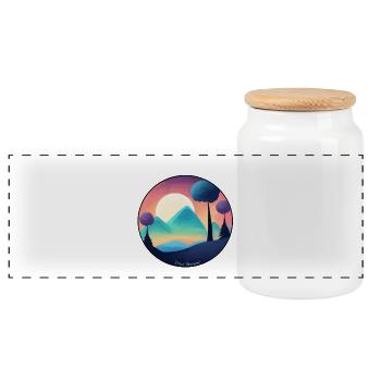 Serenity of the Pastel Mountains - Panoramic Cookie Jar with Wooden Lid - white - Front