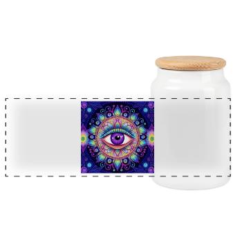 Œil dans un mandala coloré - Boîte à biscuits avec couvercle en bois - blanc - Devant