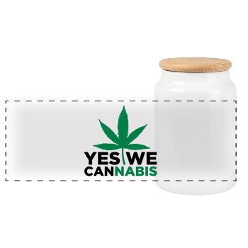 Oui, nous le cannabis! - Boîte à biscuits avec couvercle en bois - blanc - Devant