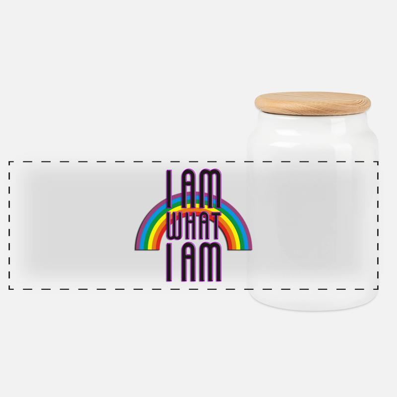 I AM WHAT I AM - RAINBOW - Panorama Keksdose mit Holzdeckel - Weiß
