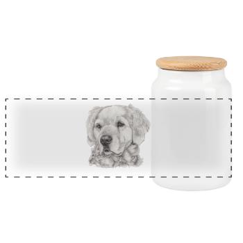 Golden Retriever - Panorama Keksdose mit Holzdeckel - Weiß - Vorne
