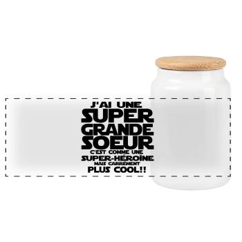 j'ai une super grande sœur - Boîte à biscuits avec couvercle en bois - blanc - Devant