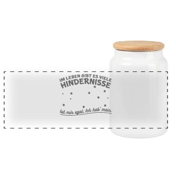 Hindernisse sind egal! Hab mein Einhorn Geschenk - Panorama Keksdose mit Holzdeckel - Weiß - Vorne