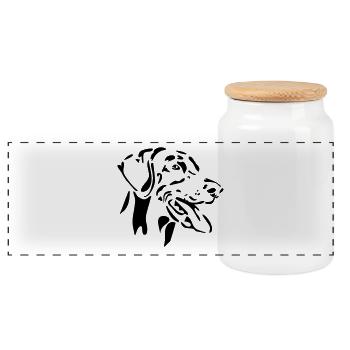 Doberman - Boîte à biscuits avec couvercle en bois - blanc - Devant