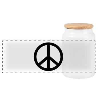 Peace, love and happiness - Panoramic Cookie Jar with Wooden Lid - white - Front
