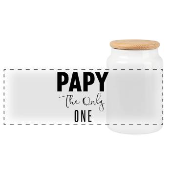 papy the only one - Boîte à biscuits avec couvercle en bois - blanc - Devant