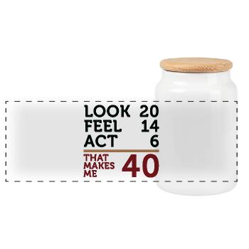 I Am 40 Years Old,But My Heart Is Still Young! - Panoramic Cookie Jar with Wooden Lid - white - Front