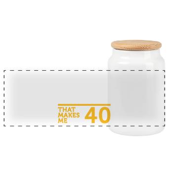 I Am 40 Years Old,But My Heart Is Still Young! - Panoramic Cookie Jar with Wooden Lid - white - Front