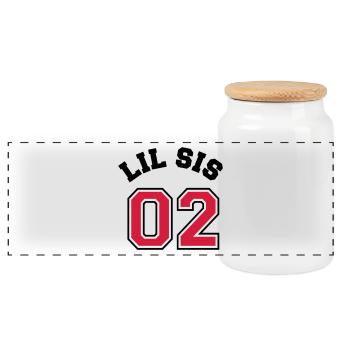 Lil Sis 02 - Little Sister - Boîte à biscuits avec couvercle en bois - blanc - Devant