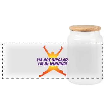 Je ne suis pas bipolaire. Je suis Bi-gagnant! - Boîte à biscuits avec couvercle en bois - blanc - Devant