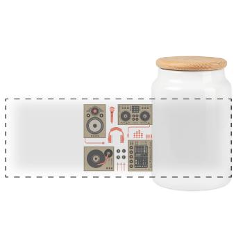 DJ Plattenspieler Set - Panorama Keksdose mit Holzdeckel - Weiß - Vorne