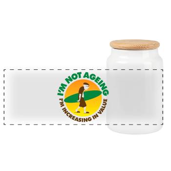 I'm Not Aging I'm Increasing In Value! - Panoramic Cookie Jar with Wooden Lid - white - Front