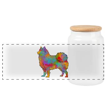 Finnish Lapland Multicolored - Panoramic Cookie Jar with Wooden Lid - white - Front