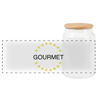 Gourmet gourmet Chef Chefkoch 2c - Panoramic Cookie Jar with Wooden Lid - white - Front