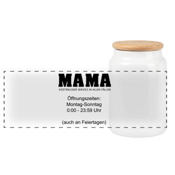 Mama Muttertag Service 24/7 1c - Panorama Keksdose mit Holzdeckel - Weiß - Vorne