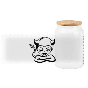 Little devil - Panoramic Cookie Jar with Wooden Lid - white - Front